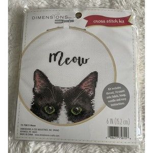 Dimensions Counted Cross Stitch Kit W/Hoop 6" Meow (14 Count) 08867775815